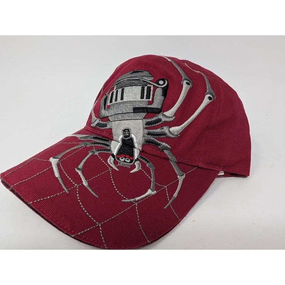 VINTAGE Spider Wire Hat Cap Strap Back Red Fishing Reel Embroidered Big Logo Y2K